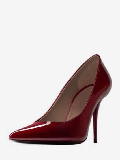 Pointed-Toe Slip-On Heels in Burgundy – photo 1