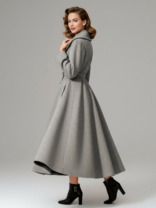Double-Breasted Coat with Long Sleeves in Grey – photo 2