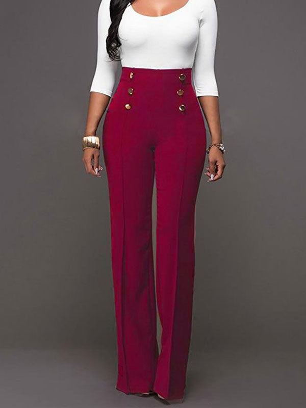 High-Waisted Trousers with Buttons in Rose – photo 7
