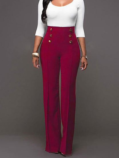 High-Waisted Trousers with Buttons in Rose – photo 7