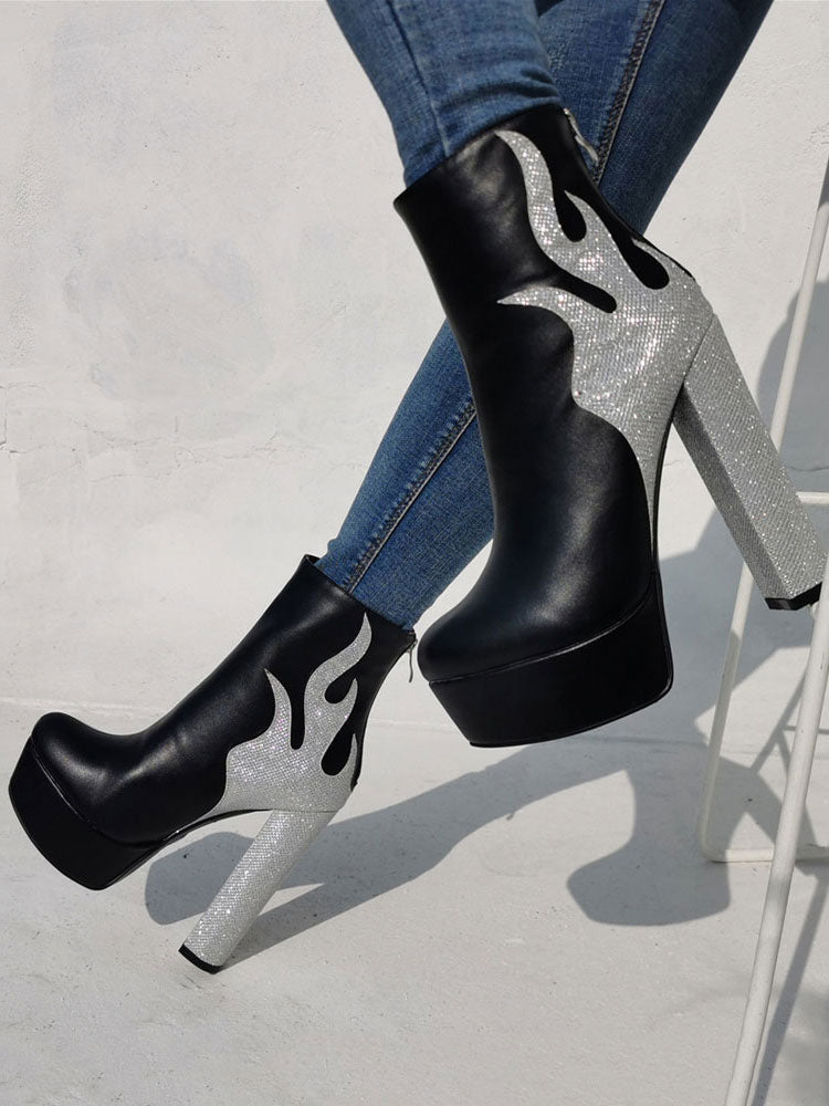 Block-Heel Platform Ankle Boots in Magenta – photo 9