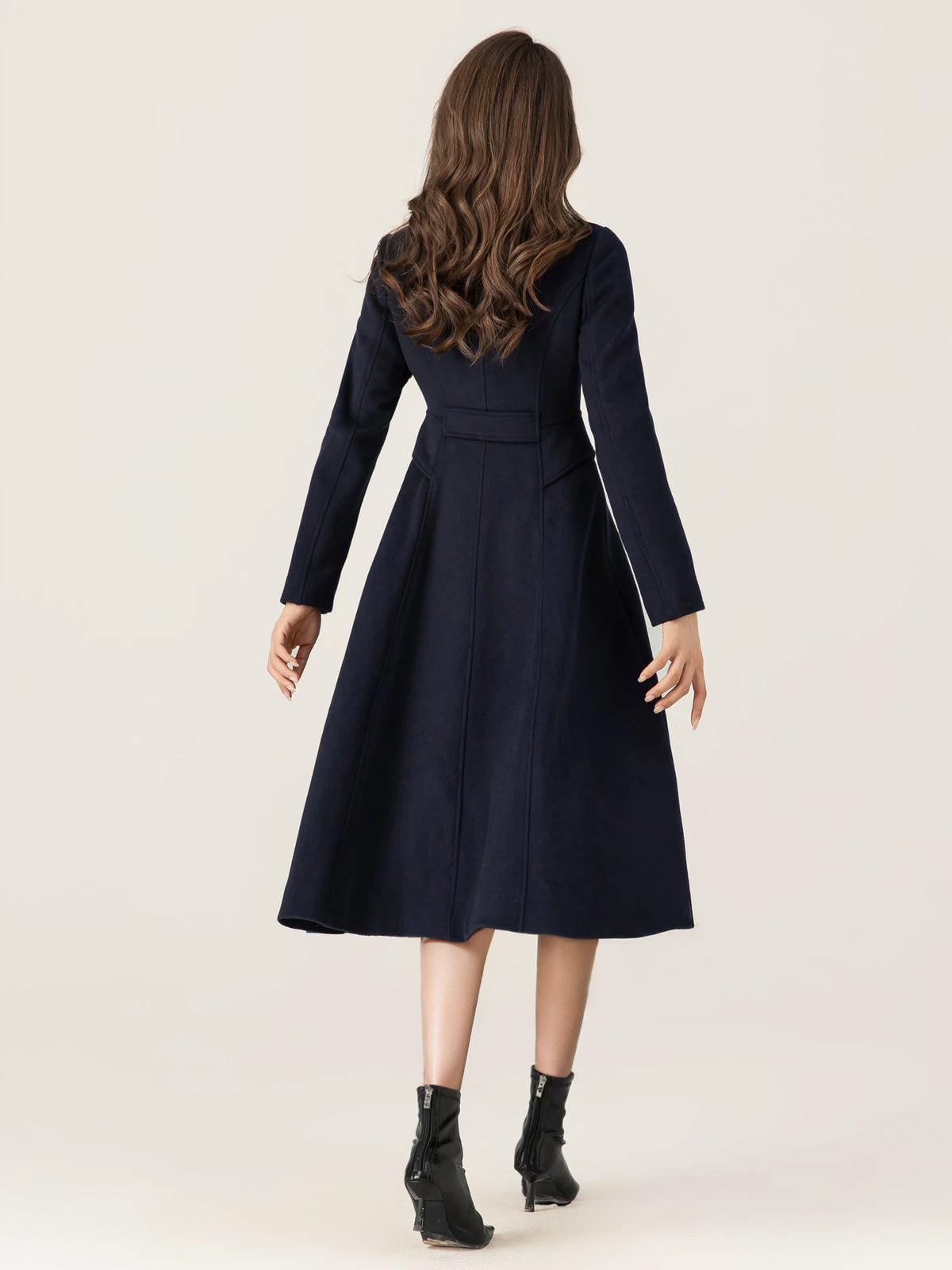 Double-Breasted Coat with Long Sleeves in Navy – photo 2