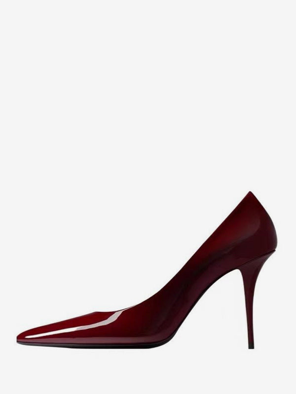 Pointed-Toe Slip-On Heels in Burgundy – photo 2
