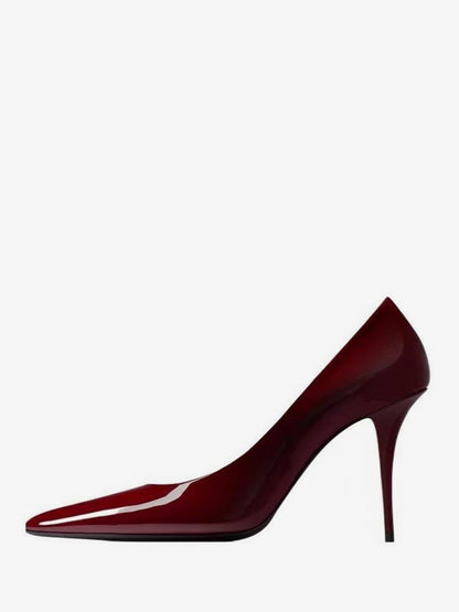 Pointed-Toe Slip-On Heels in Burgundy – photo 2