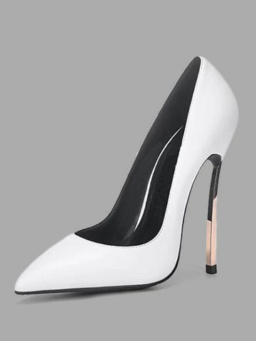 Pointed-Toe Stiletto Court Shoes in White