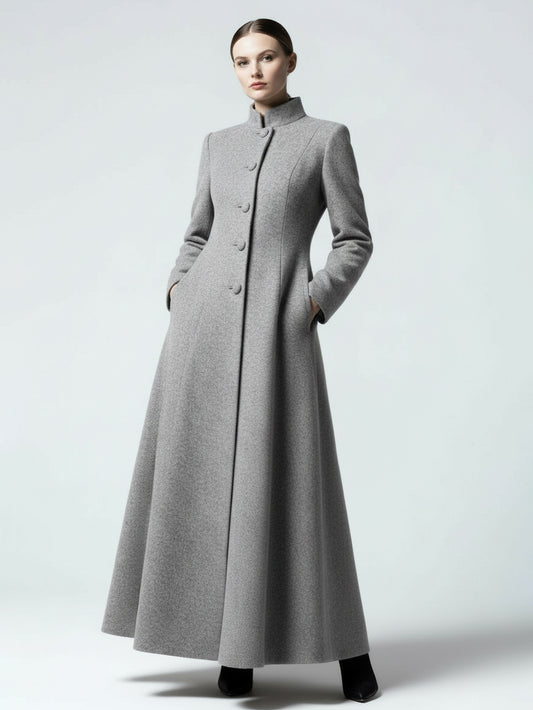 A-Line Coat with Long Sleeves in Grey – photo 1