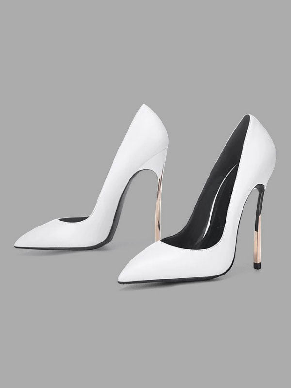 Pointed-Toe Stiletto Court Shoes in White – photo 4