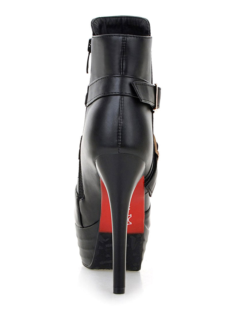 Stiletto Ankle Boots with Buckle in White – photo 7
