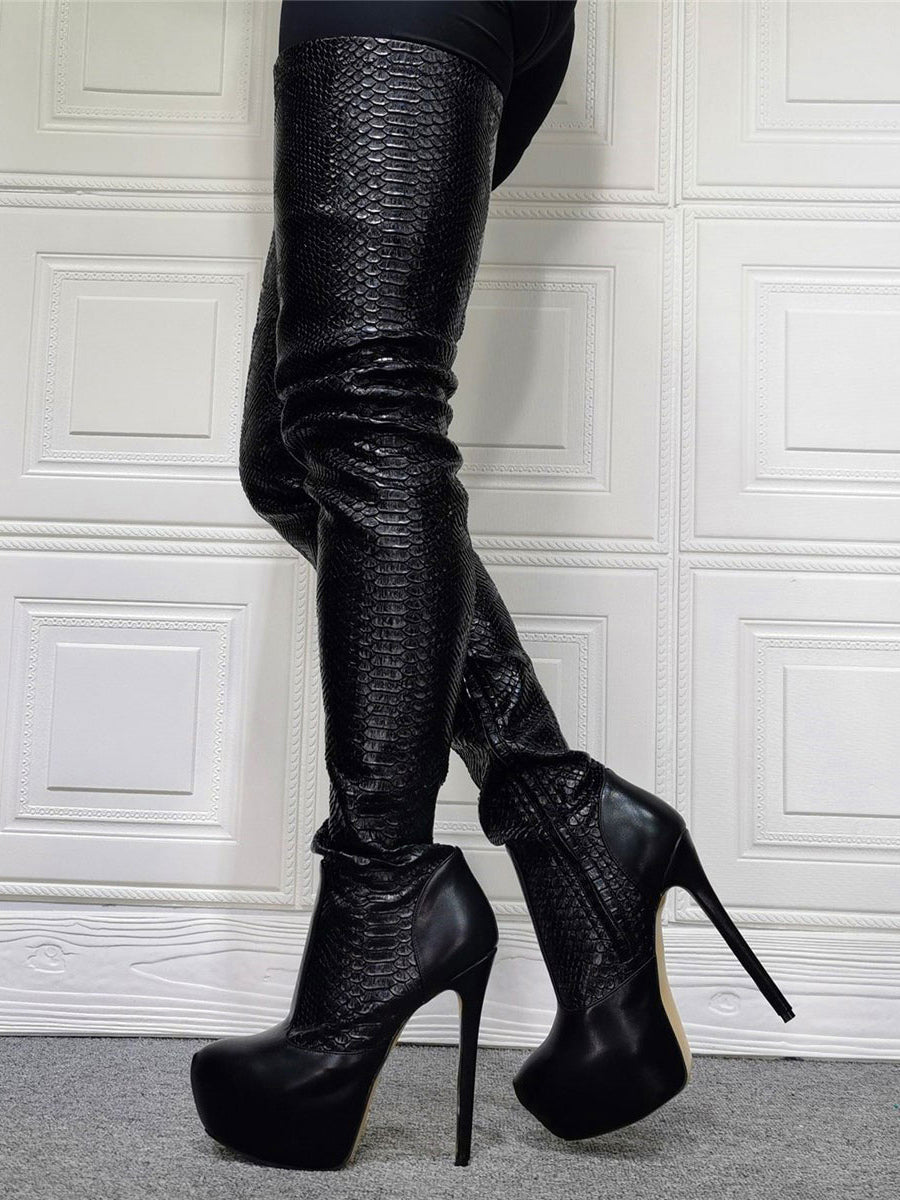 Stiletto Platform Mid-Calf Boots in Leopard Print – photo 6