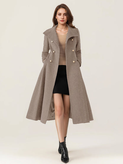 Double-Breasted Coat with Long Sleeves in Navy – photo 12
