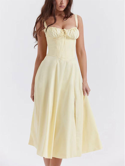 Sleeveless Midi Dress with Side Split in Red – photo 14