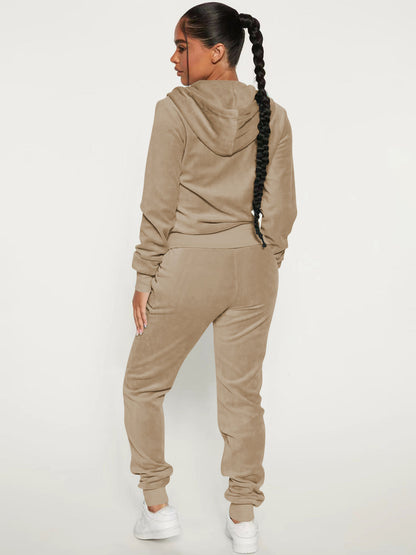Zip-Up Two-Piece Set with Hood in Grey – photo 8