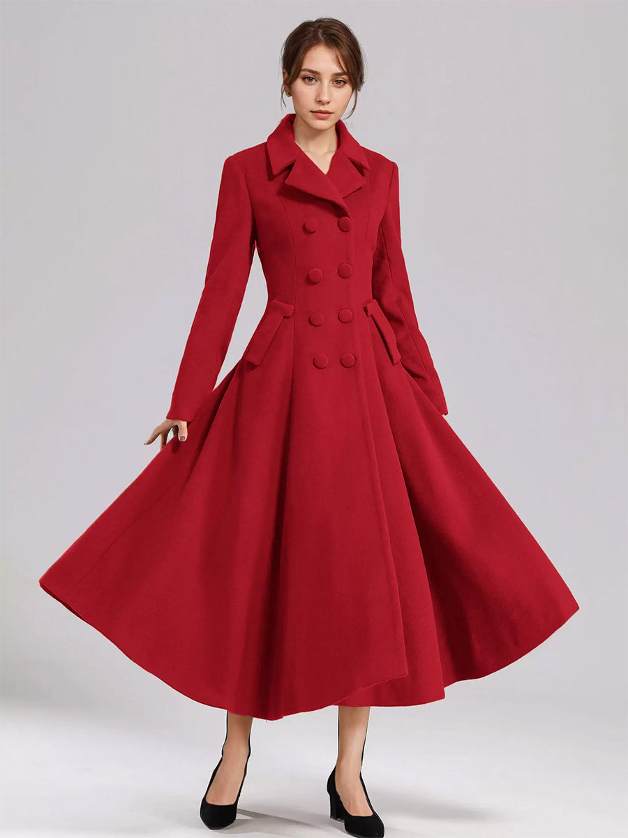 Double-Breasted Coat with Lapels in Navy – photo 8