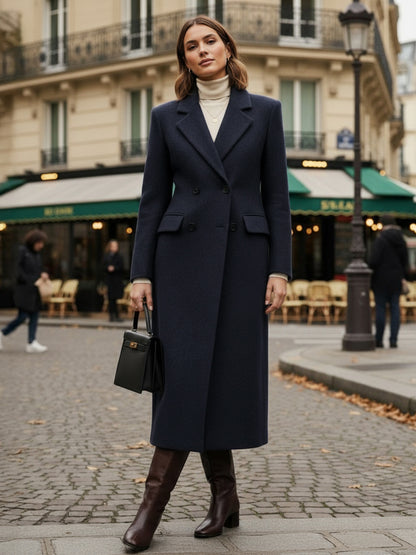 Double-Breasted Coat in Navy – photo 7