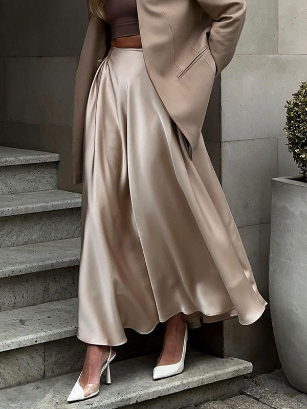 Satin Skirt in Khaki – photo 4
