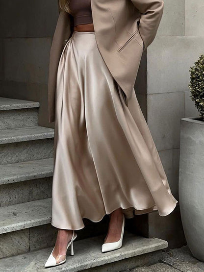 Satin Skirt in Khaki – photo 4