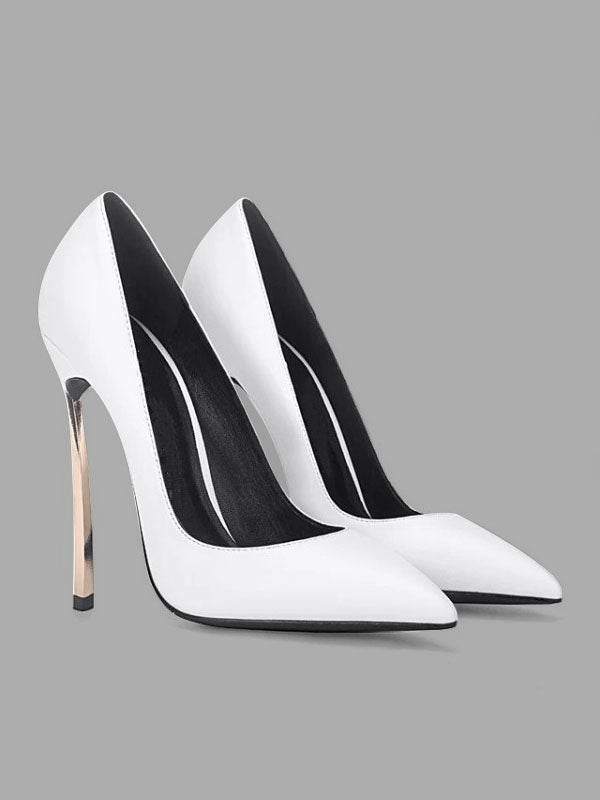 Pointed-Toe Stiletto Court Shoes in White – photo 5