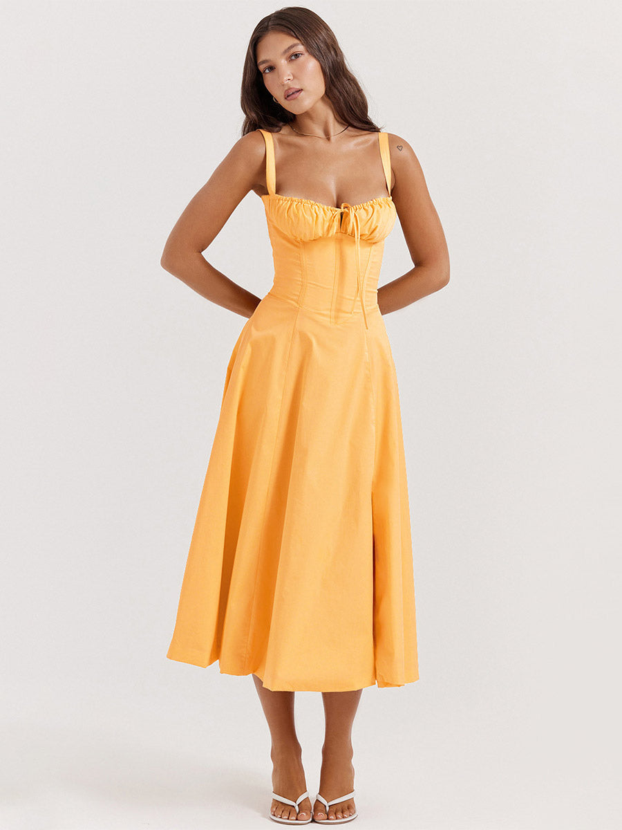 Sleeveless Midi Dress with Side Split in Red – photo 15
