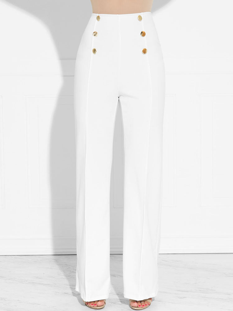 High-Waisted Trousers with Buttons in Rose – photo 5