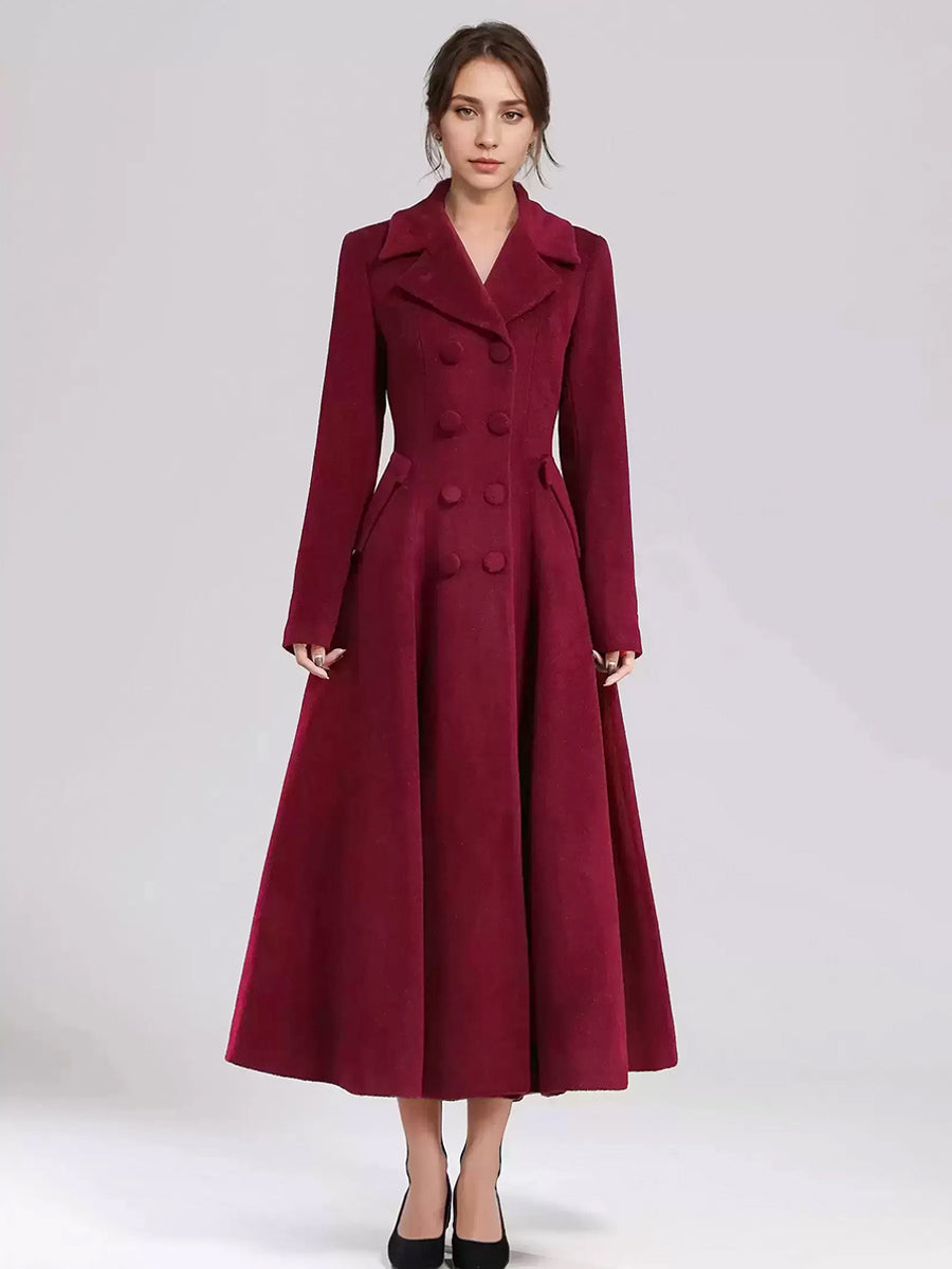 Double-Breasted Coat with Lapels in Navy – photo 6