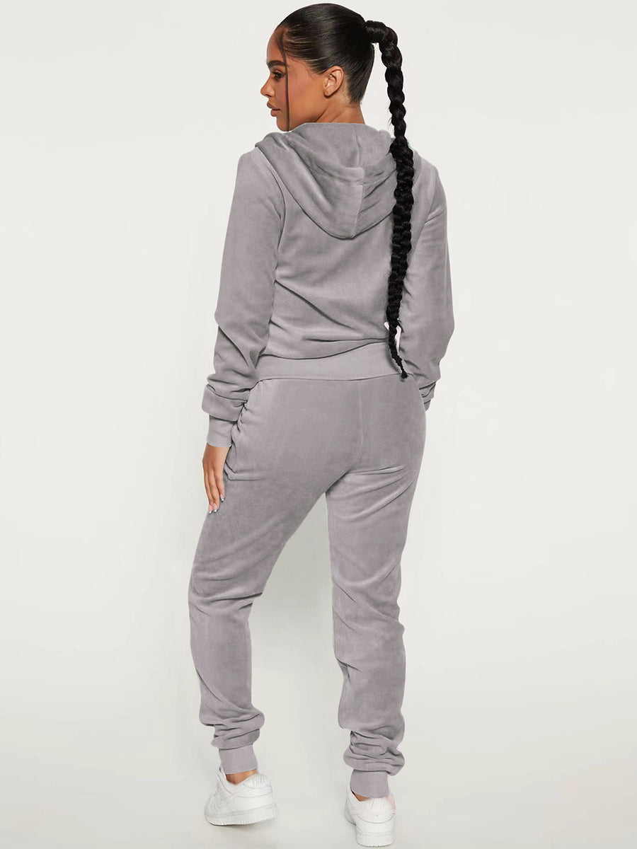 Zip-Up Two-Piece Set with Hood in Grey – photo 2