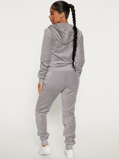 Zip-Up Two-Piece Set with Hood in Grey – photo 2
