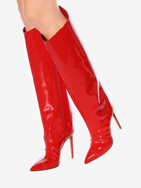 Stiletto Knee-High Boots in Red – photo 1