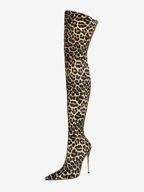 Stiletto Leopard-Print Mid-Calf Boots in Leopard Print – photo 2