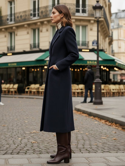 Double-Breasted Coat in Navy – photo 6