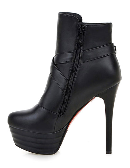Stiletto Ankle Boots with Buckle in White – photo 5