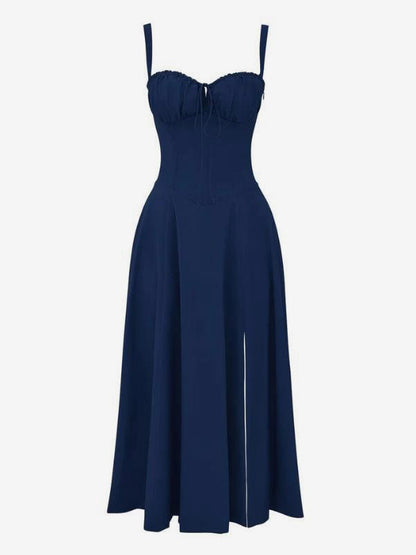 Sleeveless Midi Dress with Side Split in Red – photo 10