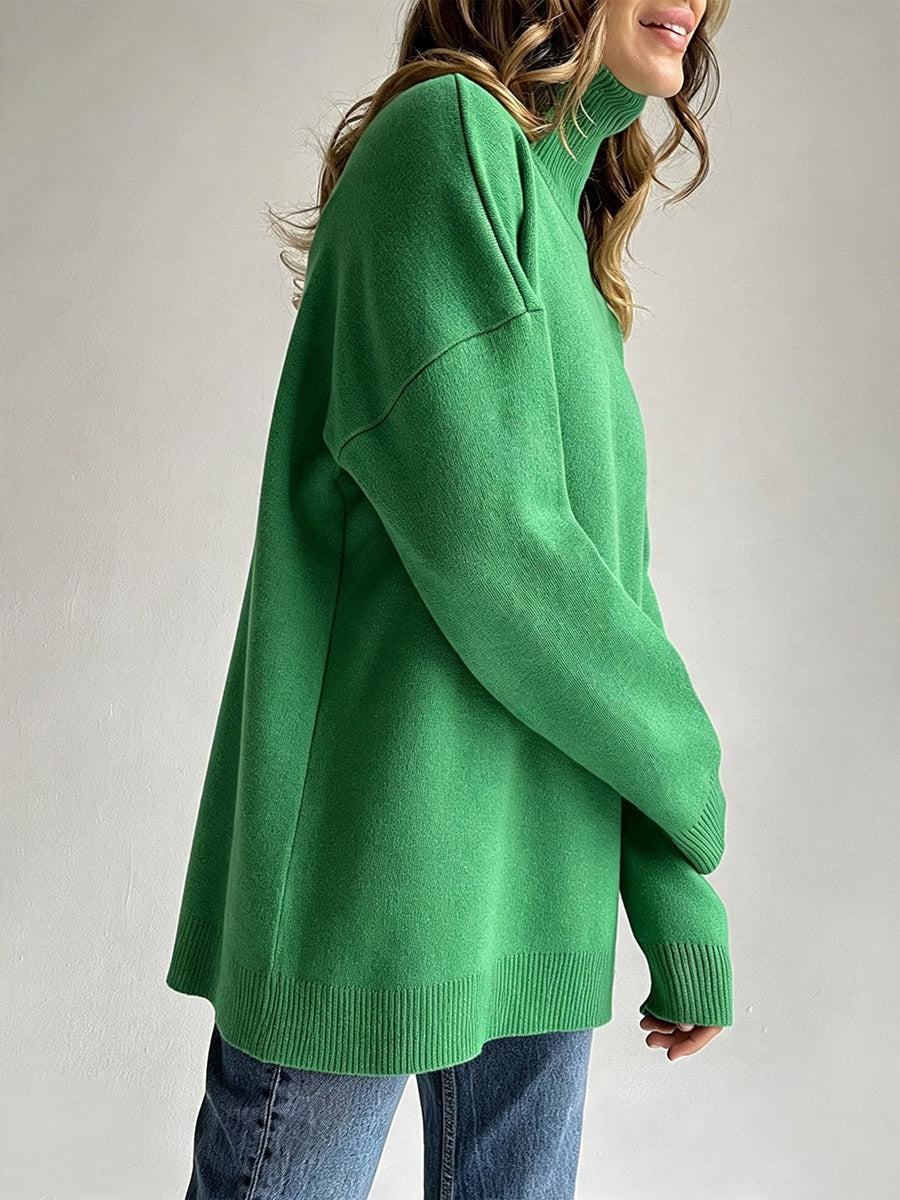 High-Neck Oversized Jumper with Long Sleeves in Black – photo 4