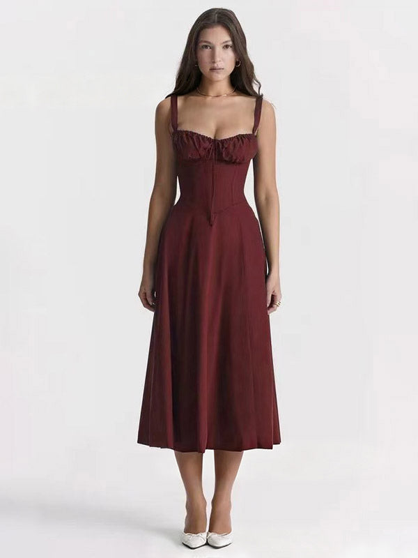 Sleeveless Midi Dress with Side Split in Red – photo 13