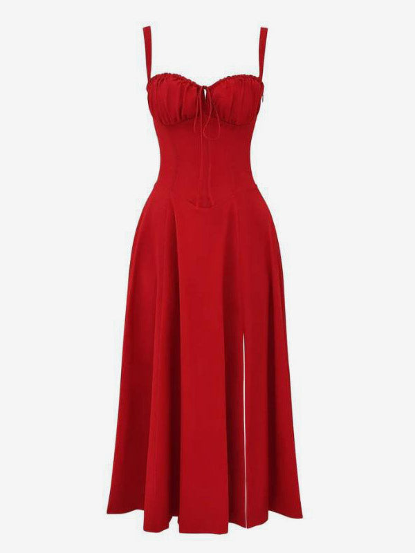 Sleeveless Midi Dress with Side Split in Red – photo 12