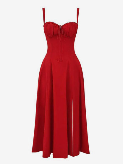 Sleeveless Midi Dress with Side Split in Red – photo 12