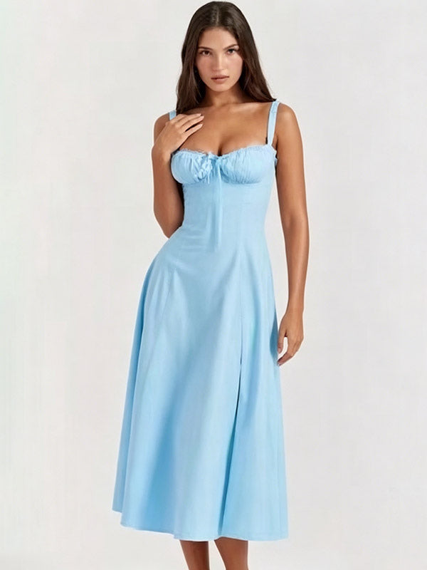 Sleeveless Midi Dress with Side Split in Red – photo 17