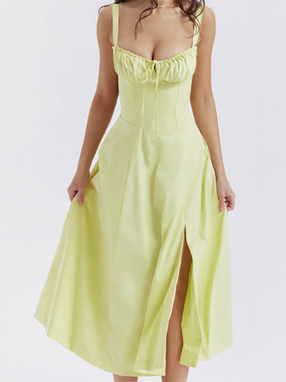 Sleeveless Midi Dress with Side Split in Red – photo 19